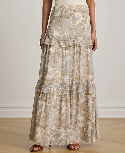 Lauren Ralph Petite Tiered A-Line Maxi Skirt