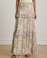 Lauren Ralph Petite Tiered A-Line Maxi Skirt