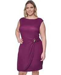 Jessica Howard Plus Short-Sleeve Boat Neck Dress