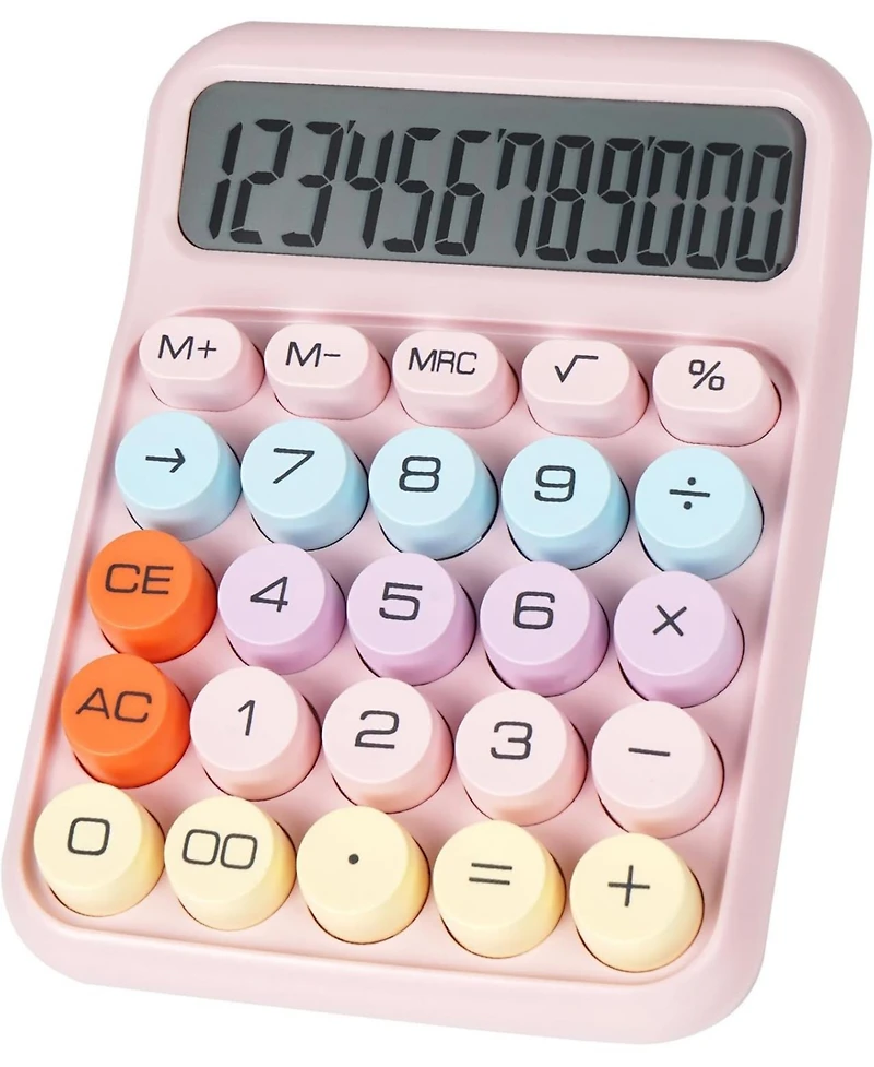 Danrong Mechanical Switch Calculator with Big Buttons, 12 Digits Large Lcd Display Desktop Calculator, Cute for Students
