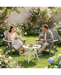Gymax Outdoor Side Table 20'' Round Storage Weather-Resistant End
