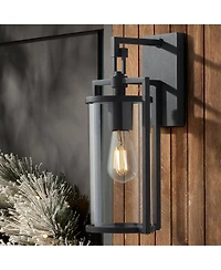 John Timberland Rennes 15 3/4 inches High Modern Outdoor Wall Light Fixture Mount Porch House Weatherproof Metal Clear Glass Shade