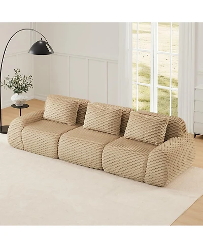 Maison Boucle 114'' Flannelette Modular Sofa, Deep Seat 3 Seater Sectional Couch