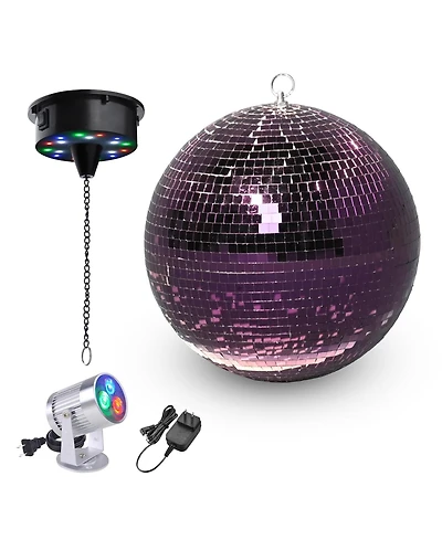 Yescom 12" Large Disco Ball with Motor and Light 6RPM Rotator And 3W Rgb Spotlight for 70s 80s Party Dj Bands Club Event Studio