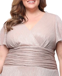 Sl Fashions Plus Short-Sleeve V-Neck Midi Dress