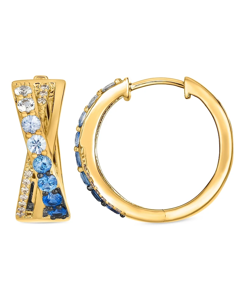 Le Vian Denim Ombre Sapphire (1 ct. t.w.), Vanilla Sapphire & Nude Diamond (1/10 ct. t.w.) Earrings in 14k Honey Gold