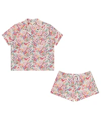 Vera Bradley Women's Iconic Print Notch Collar Shirt and Pajama Shorts, 2-Piece Set