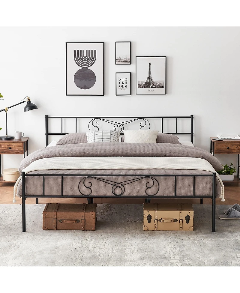 gaomon Metal Platform Bed Frame with Headboard and Footboard, Mattress Foundation Premium Steel Slats Support