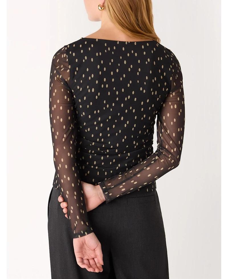 Whistles Women's Spot Print Mesh Jersey Top