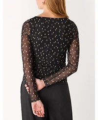 Whistles Women's Spot Print Mesh Jersey Top