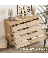 gaomon Rattan Dresser 8 Drawer Double for Bedroom