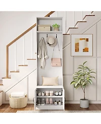 Slickblue Entryway Hall Tree 3-in-1 with Bench and Storage Organizer