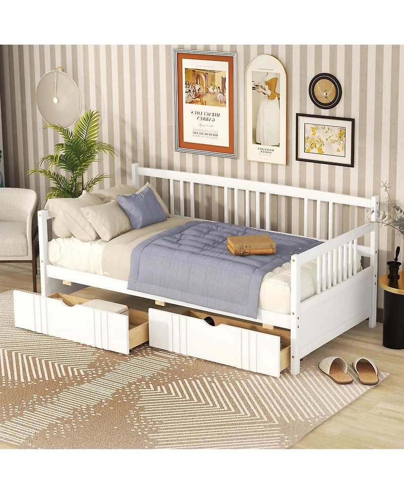 Sailvan Daybed Wood Bed with Two Drawers