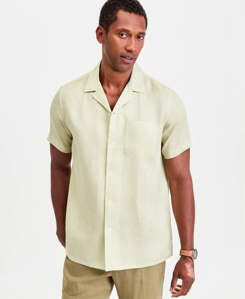 Club Room Men's Short-Sleeve Camp Collar Linen Shirt, Macy's Exclusive