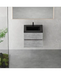 Sillysis Inch Wall Mounted Bathroom Vanity, Quartz Sand Sink, Soft Close Drawers