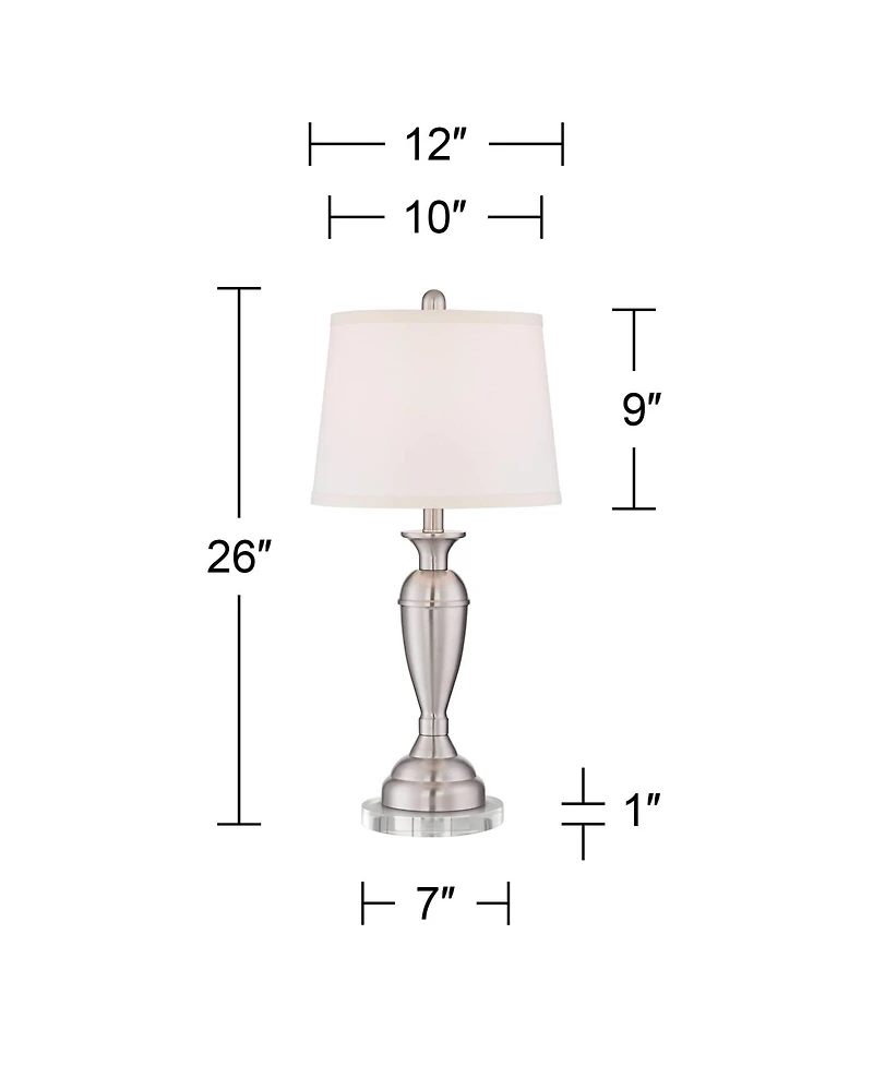 Regency Hill Blair Traditional Table Lamps Set of 2 with Round Riser 26 Inches High Drum Shade for Bedroom Living Room Bedside Office