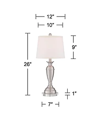 Regency Hill Blair Traditional Table Lamps Set of 2 with Round Riser 26 Inches High Drum Shade for Bedroom Living Room Bedside Office