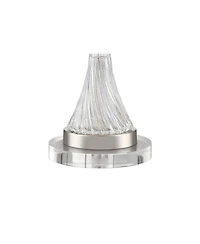 Regency Hill Luca Modern Table Lamps Set of 2 with Round Risers 26.5 Inches High Glass Usb Charging Port Fabric Drum Shade for Living Room Desk Office