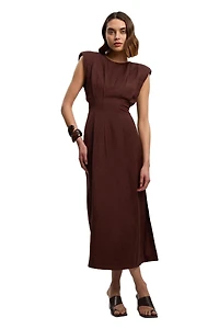 Karen Millen Women's Linen Blend Pintuck Midi Dress