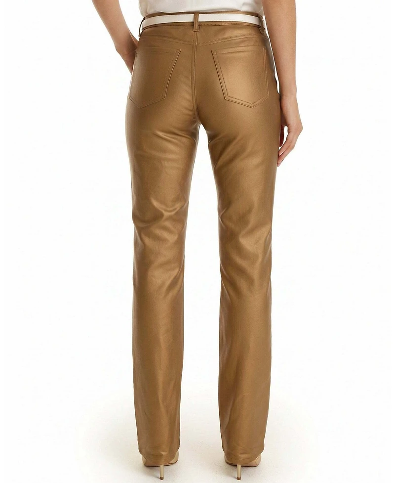 The Noli Shop Women's Classic Aria Coated Flare Jean Metallic