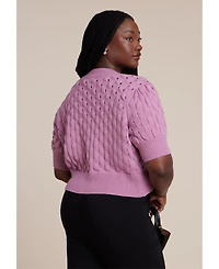 Eloquii Women's Bubble Stitch Sweater