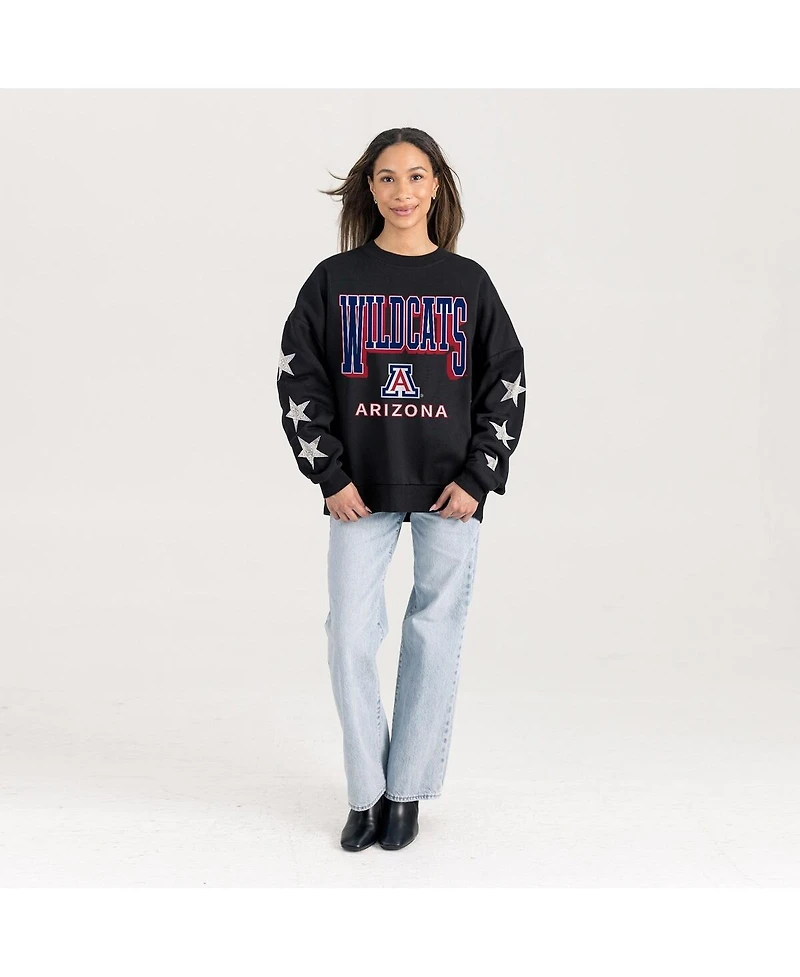 Gameday Couture Women's Black Arizona Wildcats Pure Victory Relaxed Rhinestone Pullover Sweatshirt