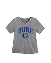 Gameday Couture Women's Gray Duke Blue Devils Iconic Edge Rhinestone V-Neck T-Shirt