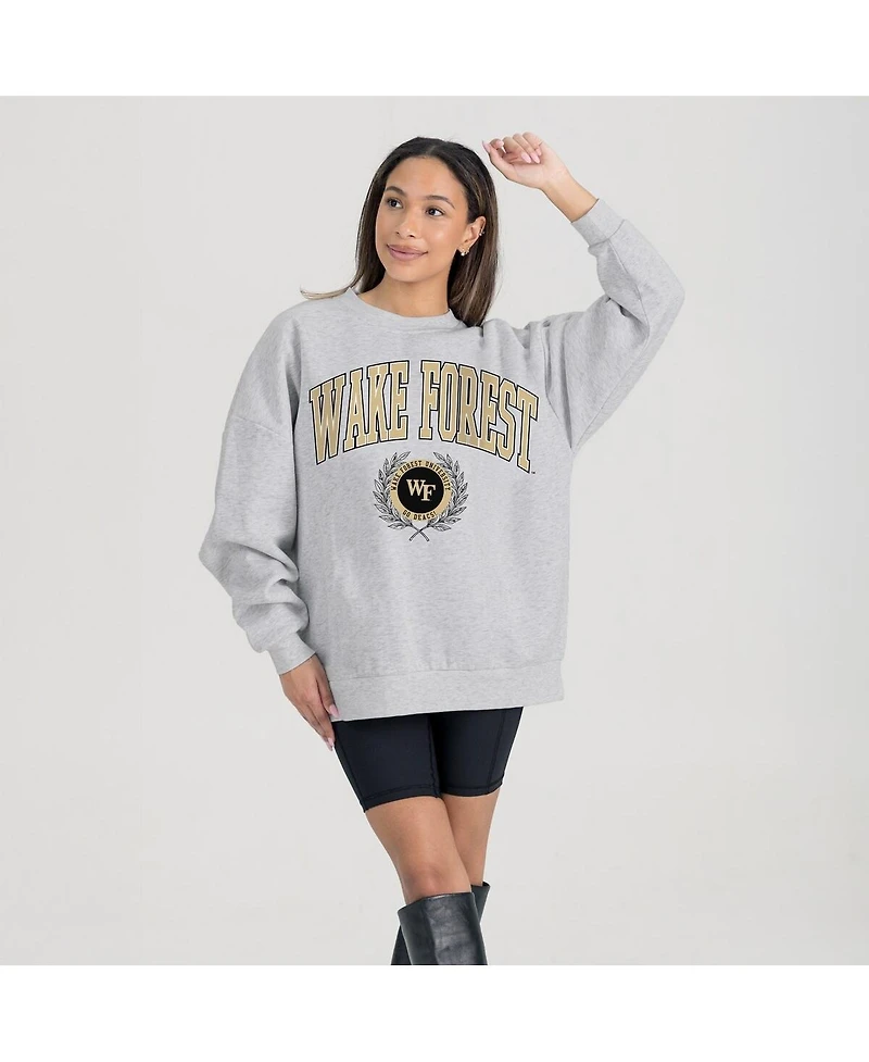 Gameday Couture Women's Ash Wake Forest Demon Deacons Oversized Tradition Refined Premium Fleece Sweatshirt