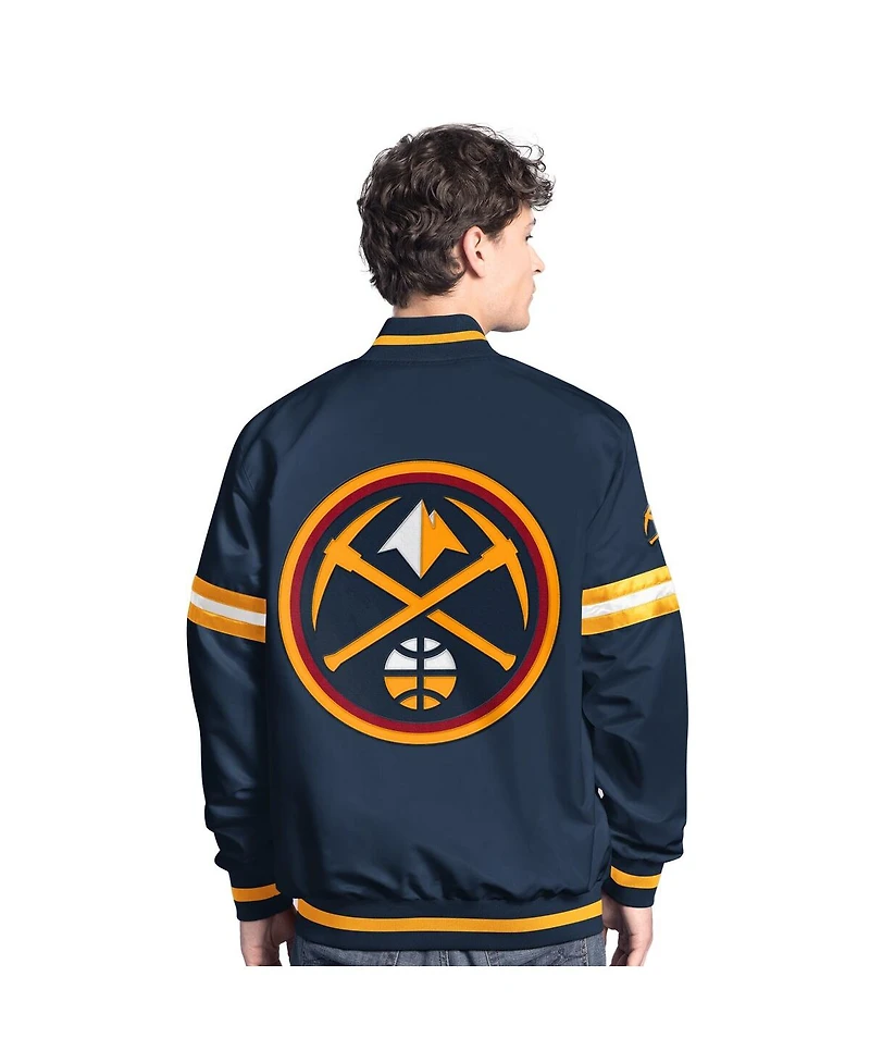 Starter Men's Navy/Gold Denver Nuggets Scout Full Snap Varsity Jacket