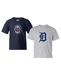 Soft As A Grape Big Boys and Girls Navy/Heather Gray Detroit Tigers Cooperstown 2-Pack T-Shirt Set