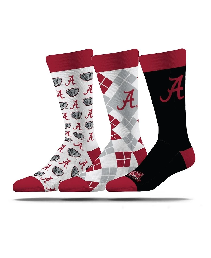 Strideline Men's and Women's 3-Pack Alabama Crimson Tide Business Knit Crew Socks