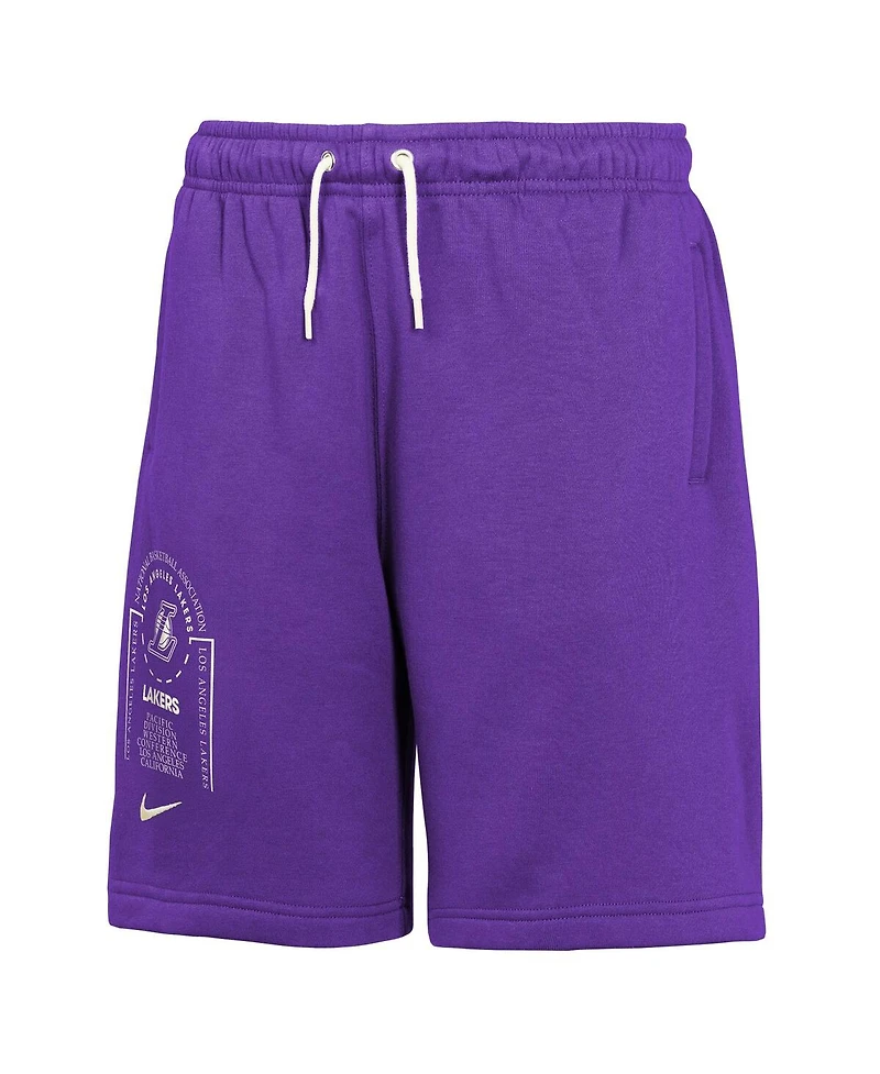Nike Big Boys and Girls Purple Los Angeles Lakers Courtside Club Fleece Shorts