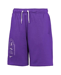 Nike Big Boys and Girls Purple Los Angeles Lakers Courtside Club Fleece Shorts