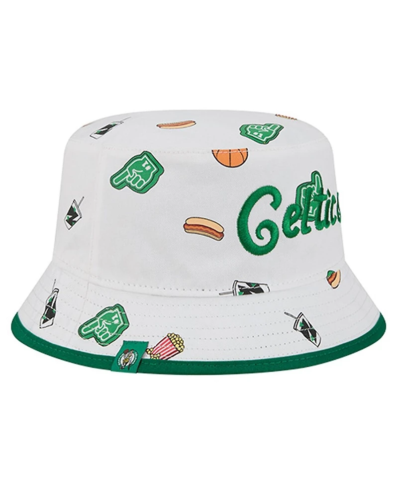 New Era Men's White Boston Celtics Team Cheer Reversible Bucket Hat