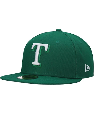 New Era Men's Kelly Green Texas Rangers White Logo 59FIFTY Fitted Hat