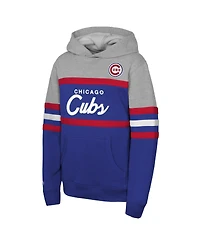 Mitchell & Ness Big Boys and Girls Royal/Grey Chicago Cubs Cooperstown Head Coach Pullover Hoodie