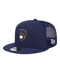 New Era Big Boys and Girls Navy Milwaukee Brewers 9FIFTY Trucker Snapback Hat