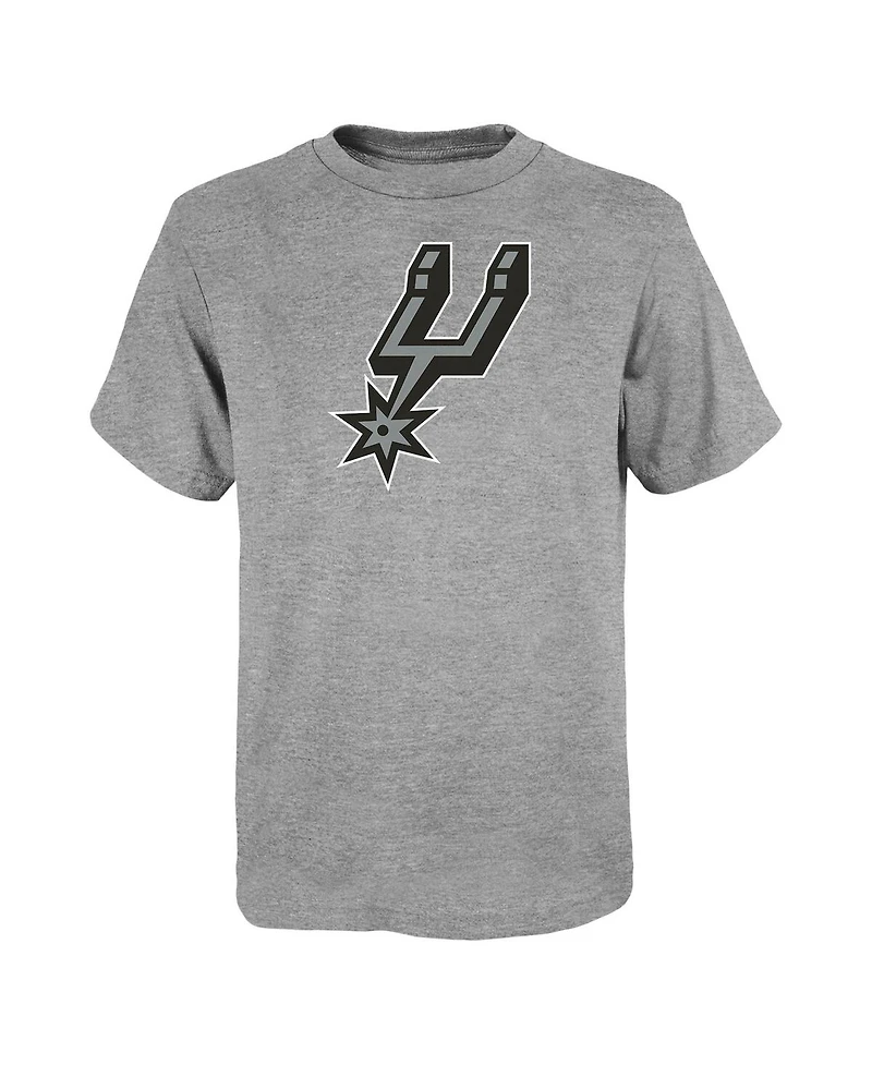 Outerstuff Big Boys and Girls Gray San Antonio Spurs Primary Logo T-Shirt