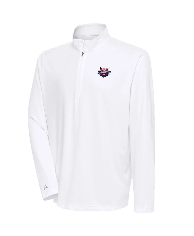 Antigua Men's White Usa Swimming Tribute Quarter-Zip Pullover Sweatshirt