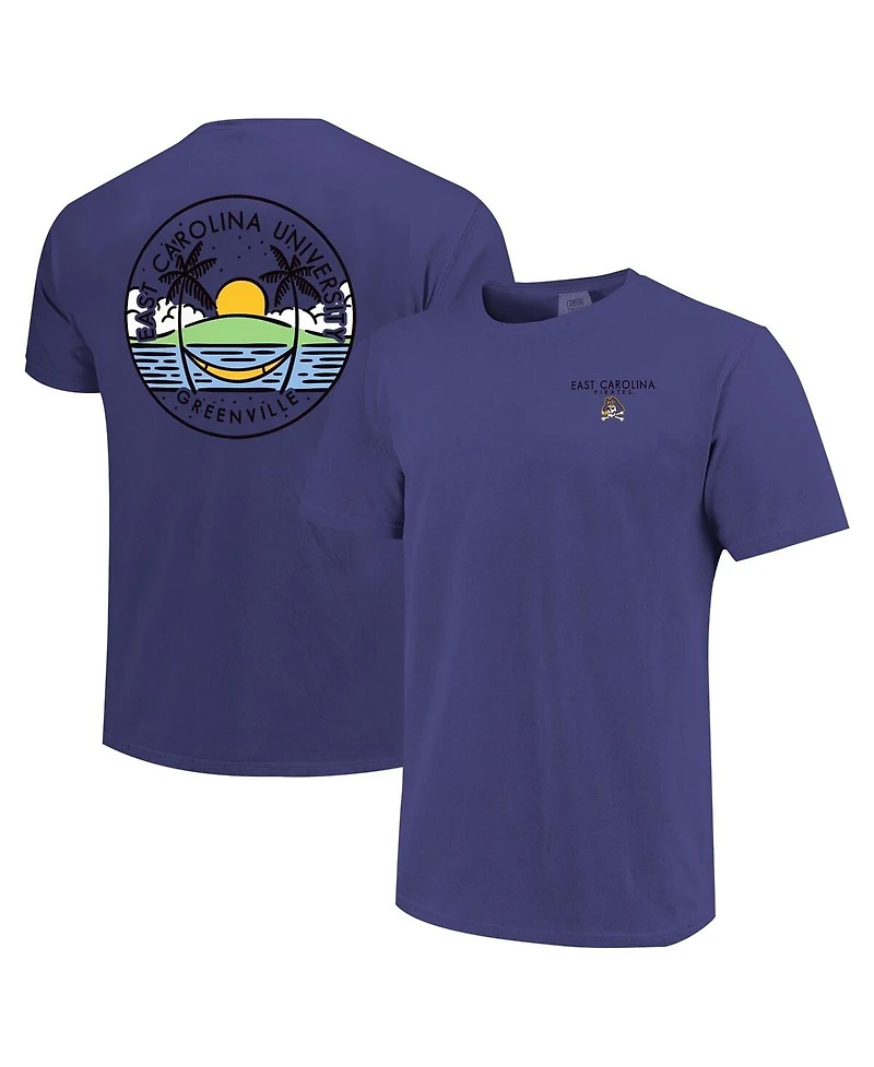 Image One Men's and Women's Purple Ecu Pirates Scenic Comfort Colors T-Shirt