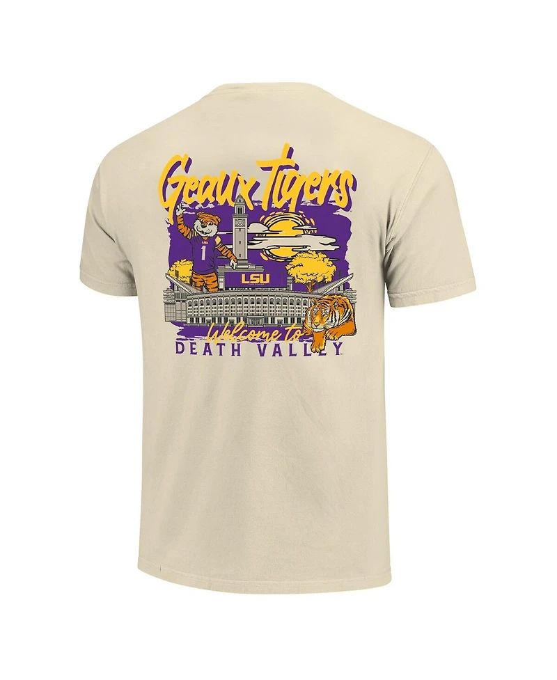 Image One Men's Natural Lsu Tigers Comfort Colors Hand-Drawn Campus Stack T-Shirt