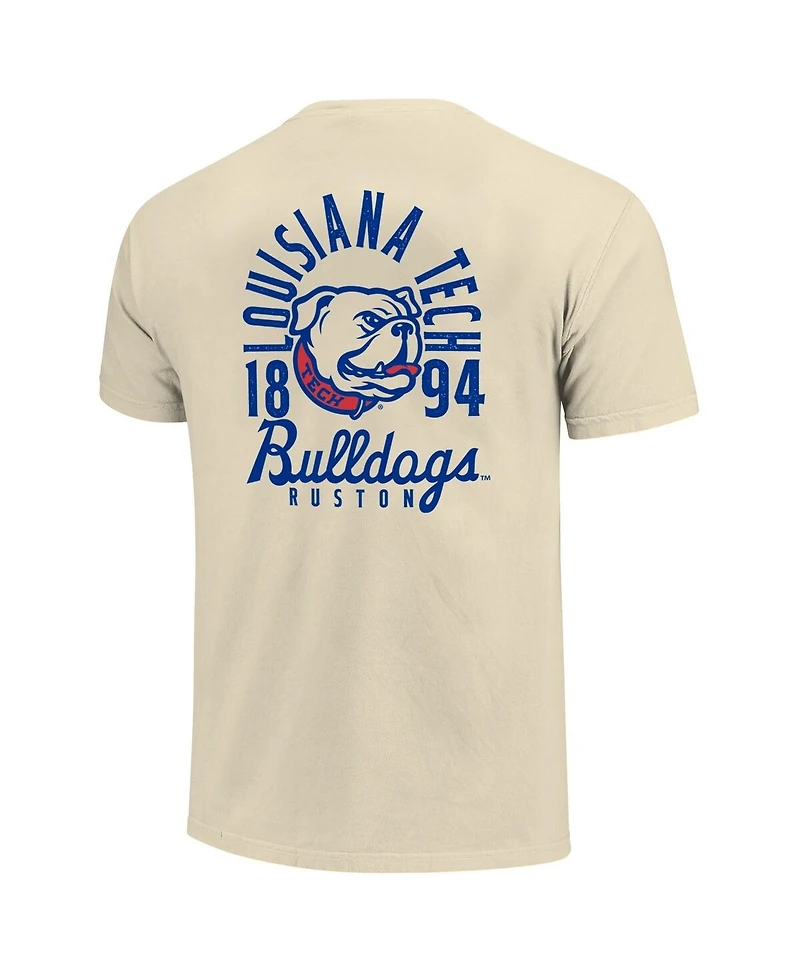Image One Men's Cream Louisiana Tech Bulldogs Comfort Colors Mascot Overlay T-Shirt