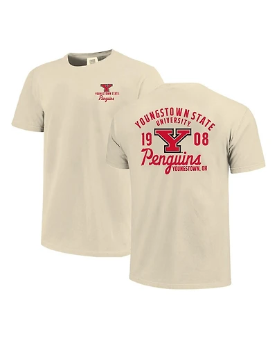 Image One Men's Cream Youngstown State Penguins Comfort Colors Mascot Overlay T-Shirt