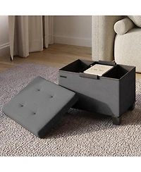 Nestl 16 Inch Ottoman Storage Bench with Storage Bins