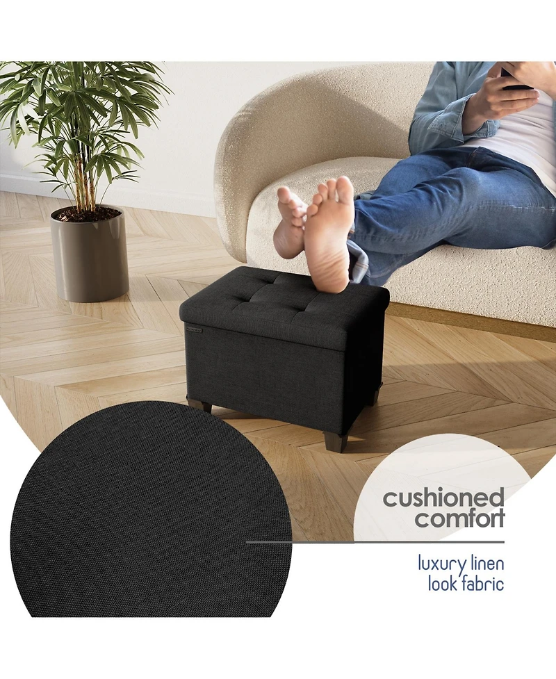Nestl 16 Inch Ottoman Storage Bench with Storage Bins