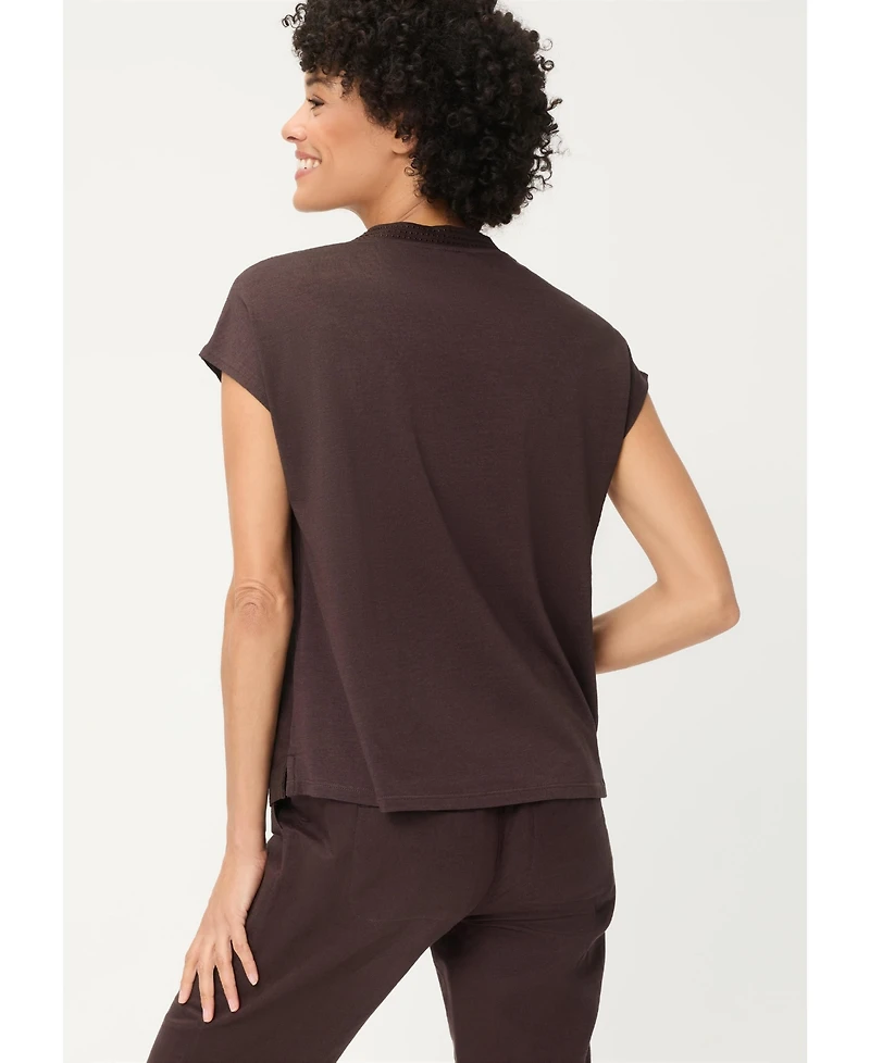 Olsen Women's Solid Mixed Media Tunic T-Shirt