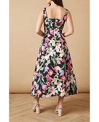 Oasis Women's Occasion Floral Strappy Twill Midi Dress
