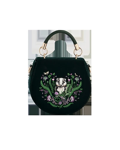Fable England Badger Embroidered Top Handle Saddle Bag