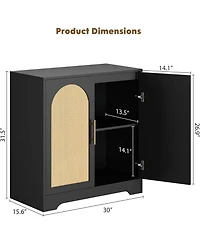 gaomon Sideboard Buffet Cabinet - Credenza Storage with 2 Rattan doors and Shelves,Console Table Accent Coffee Bar