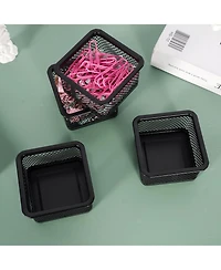 Danrong Mesh Metal Paper Clip Holder for Desk, Paperclip Dispenser Organizer Container, 4 Pack for Office School